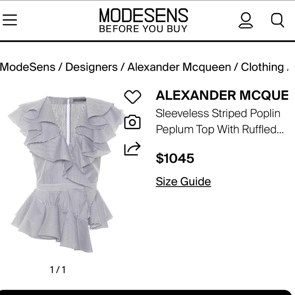 Alexander McQueen Navy and White Striped Ruffle Peplum Top - Picture 9 of 9